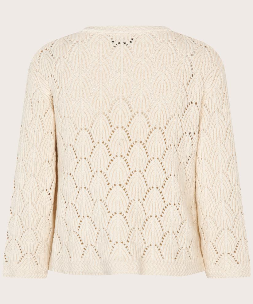 cardigan en coton mélangé avec motif en dentelle, Whitecap