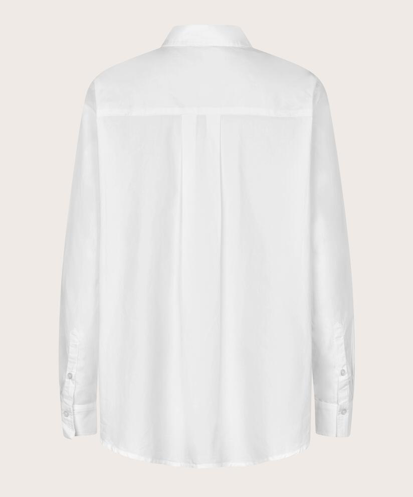 chemise en coton avec dos plus long, White