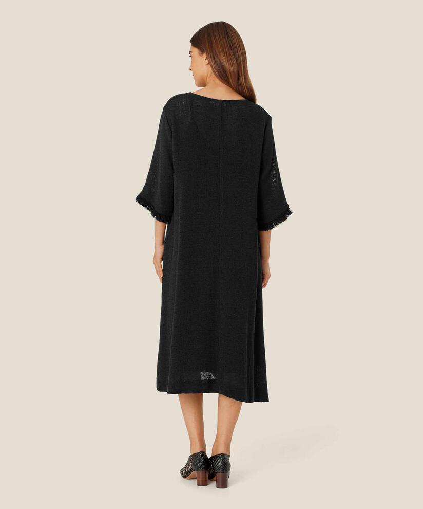 robe en boucle avec franges sur les manches, Black