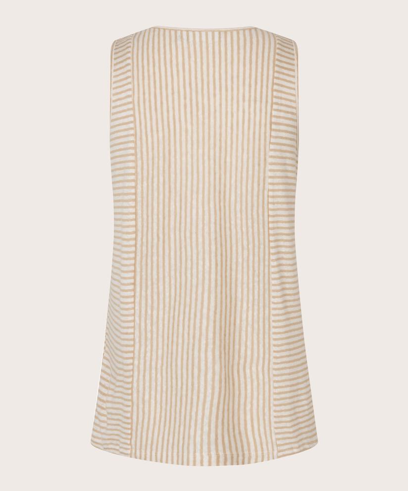 top en jersey rayé en mélange de lin, Pale Khaki