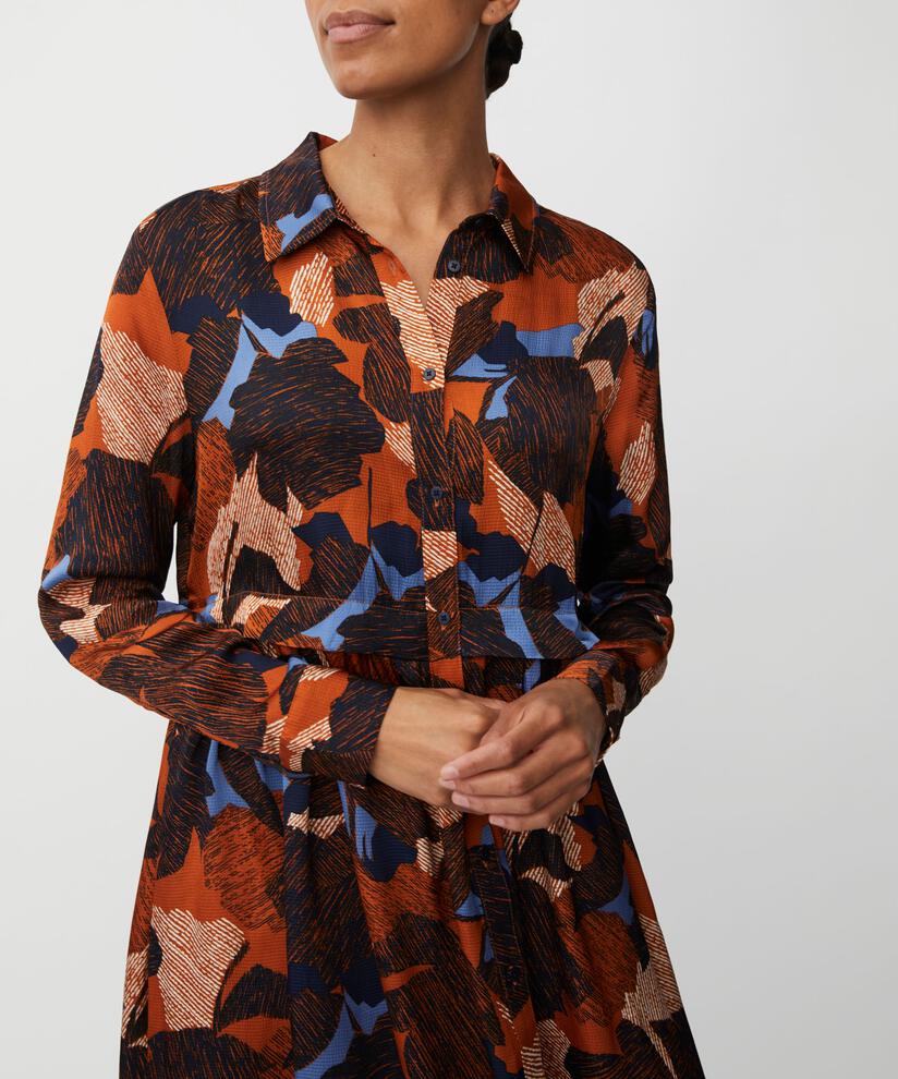 robe boutonnée en viscose imprimée, Autumnal