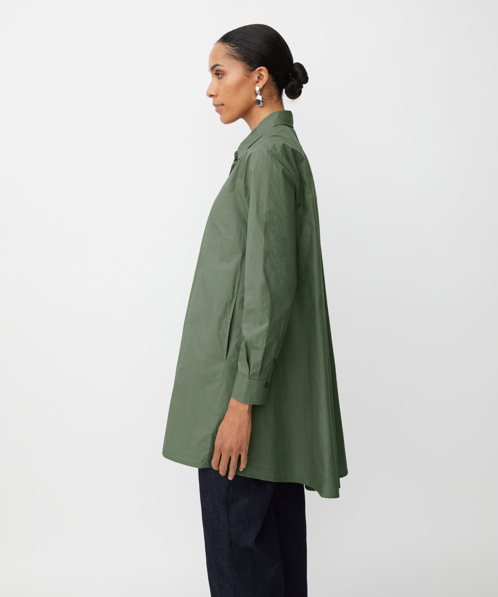 chemise en coton avec dos plus long, Duck Green