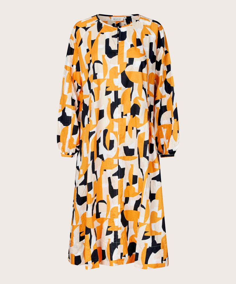 robe en coton avec détail boutonné au cou, Butterscotch