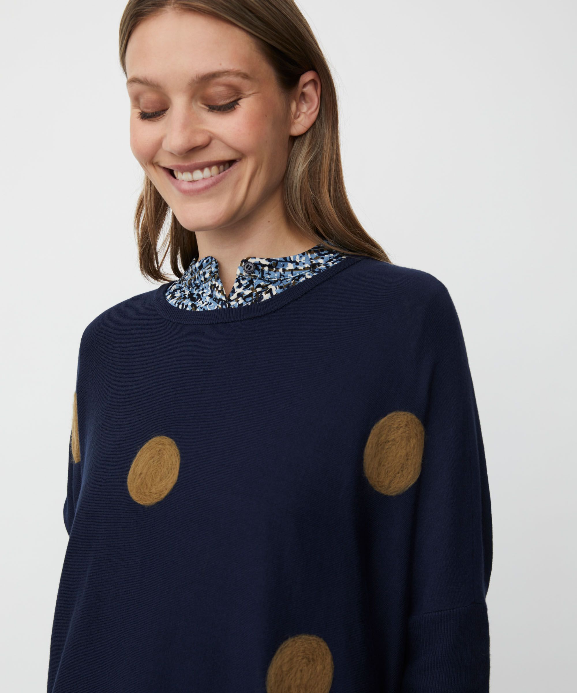 Pull Oversize À Manches Étroites, Navy Blazer