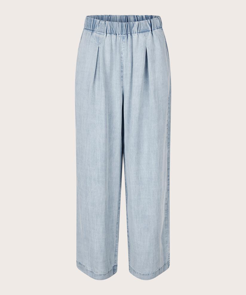 Pantalon en denim doux avec taille élastique et poches fendues, Light Denim