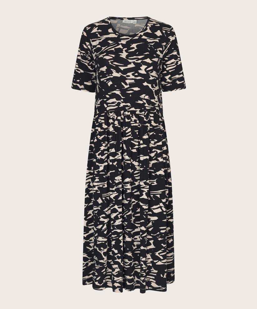 robe en jersey à motif avec poches fendues, Black