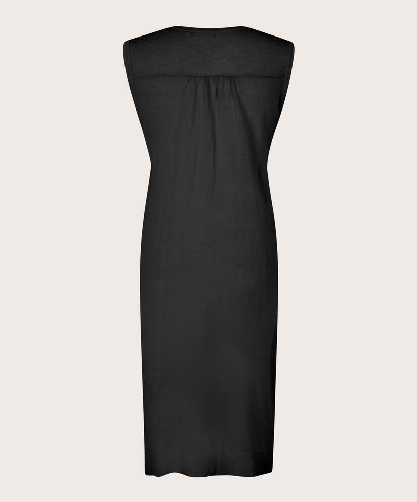 cardigan long tricoté en mélange de lin, Black