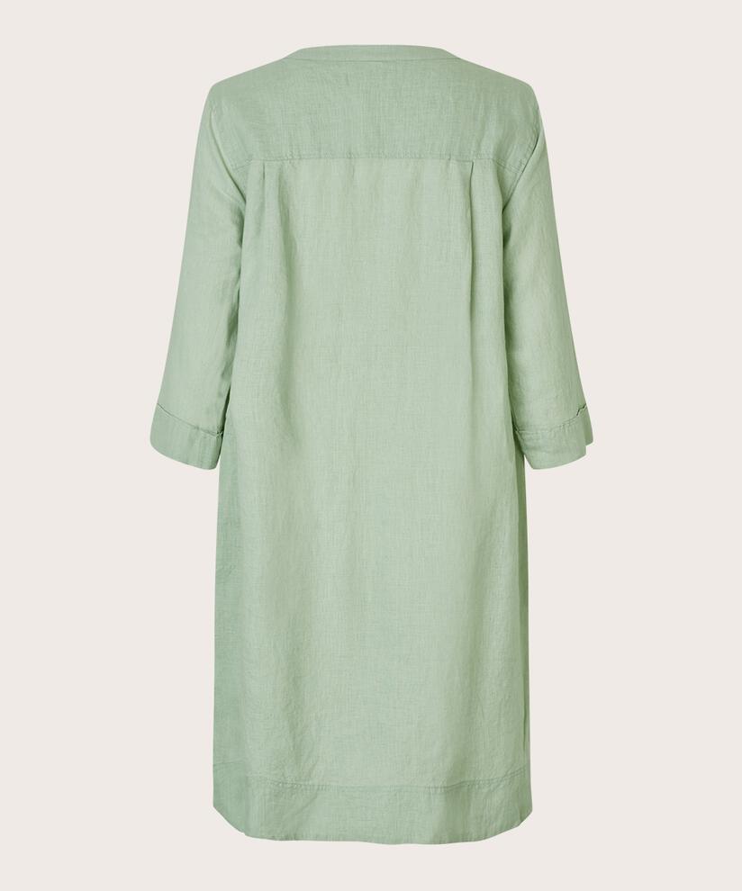 robe en lin avec col en V et poches fendues, Frosty Green