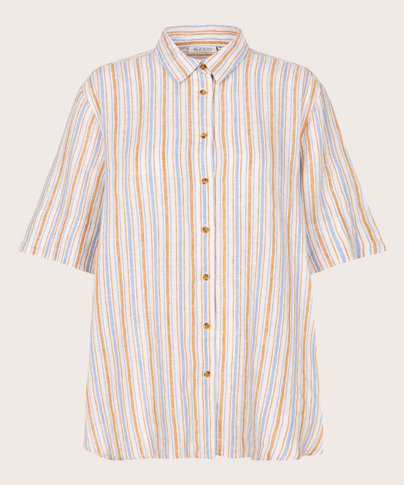 chemise en lin rayée à manches courtes, Inca Gold