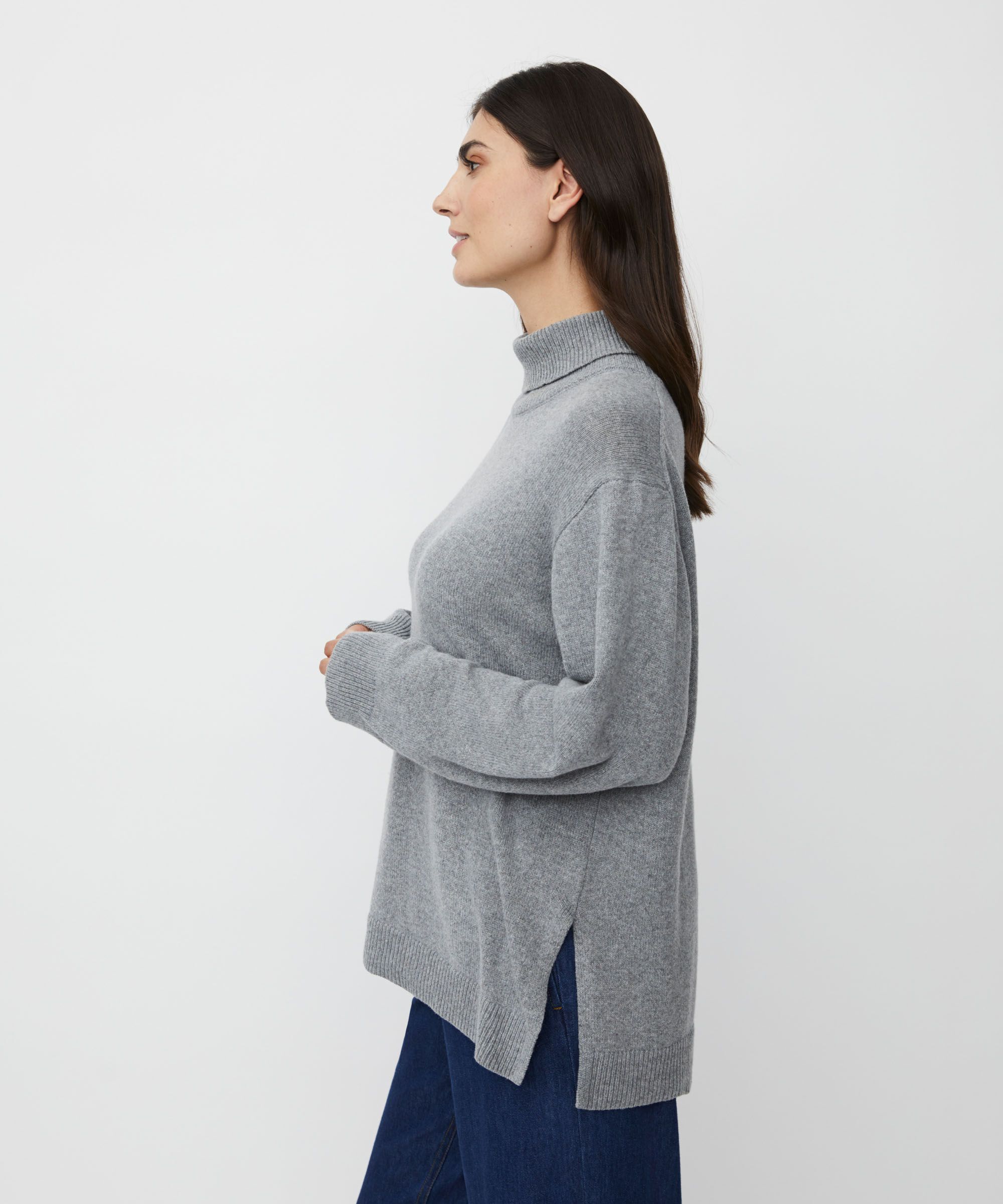 pull à col roulé avec fente latérale, M. Grey mel.