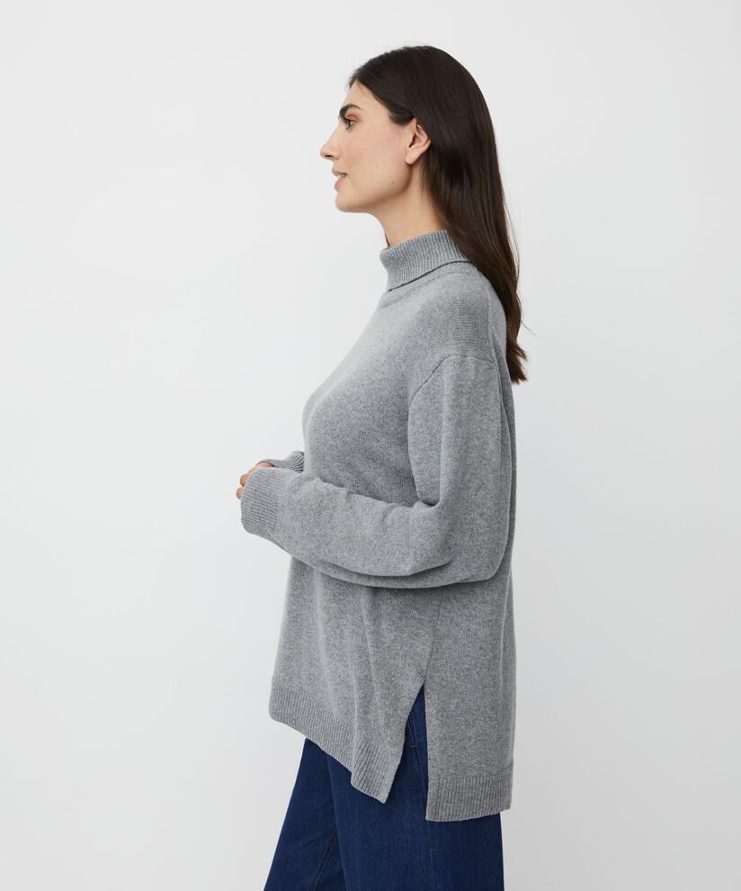 pull à col roulé avec fente latérale, M. Grey mel.