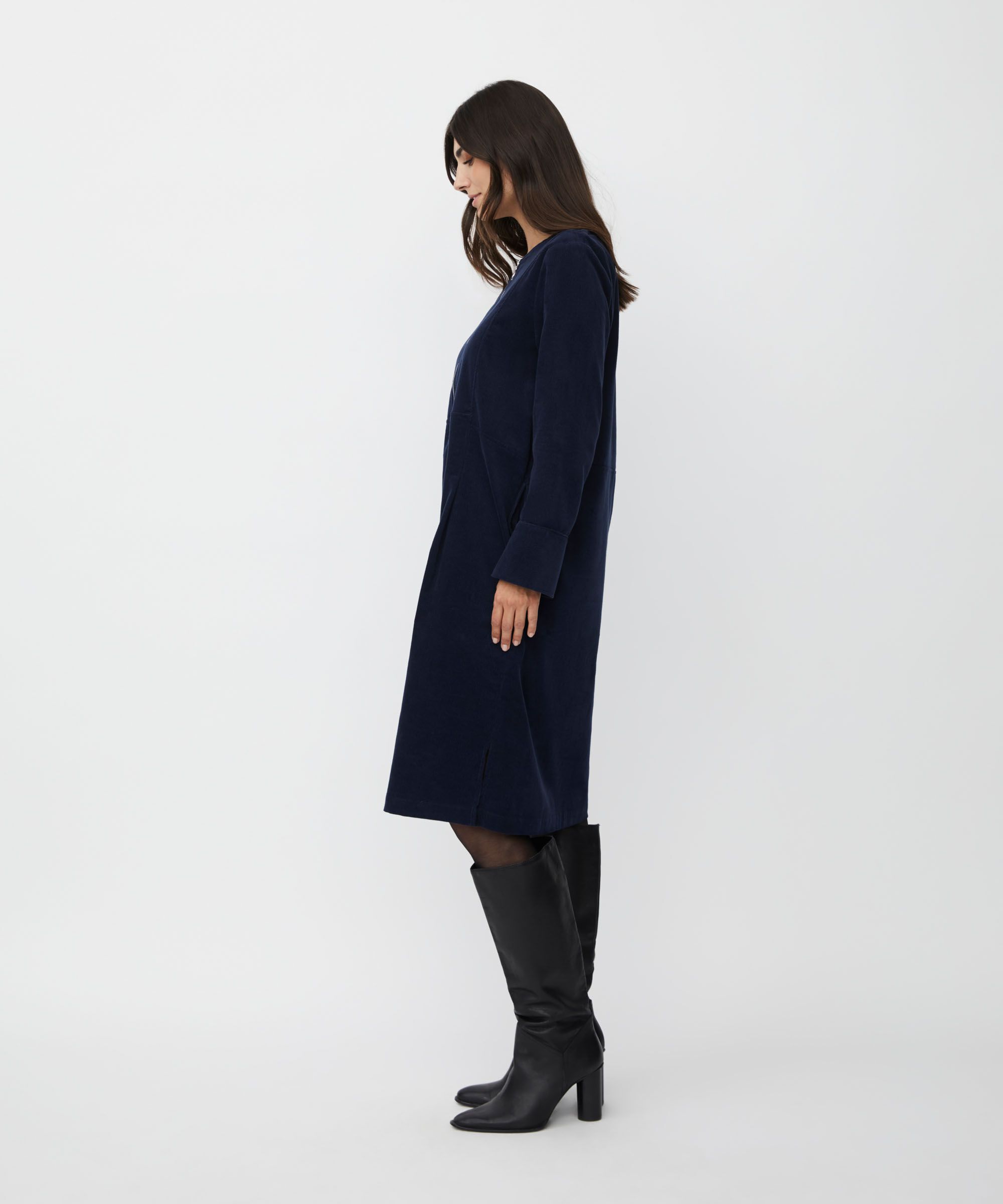 robe en velours avec fermeture éclair au col, Navy Blazer