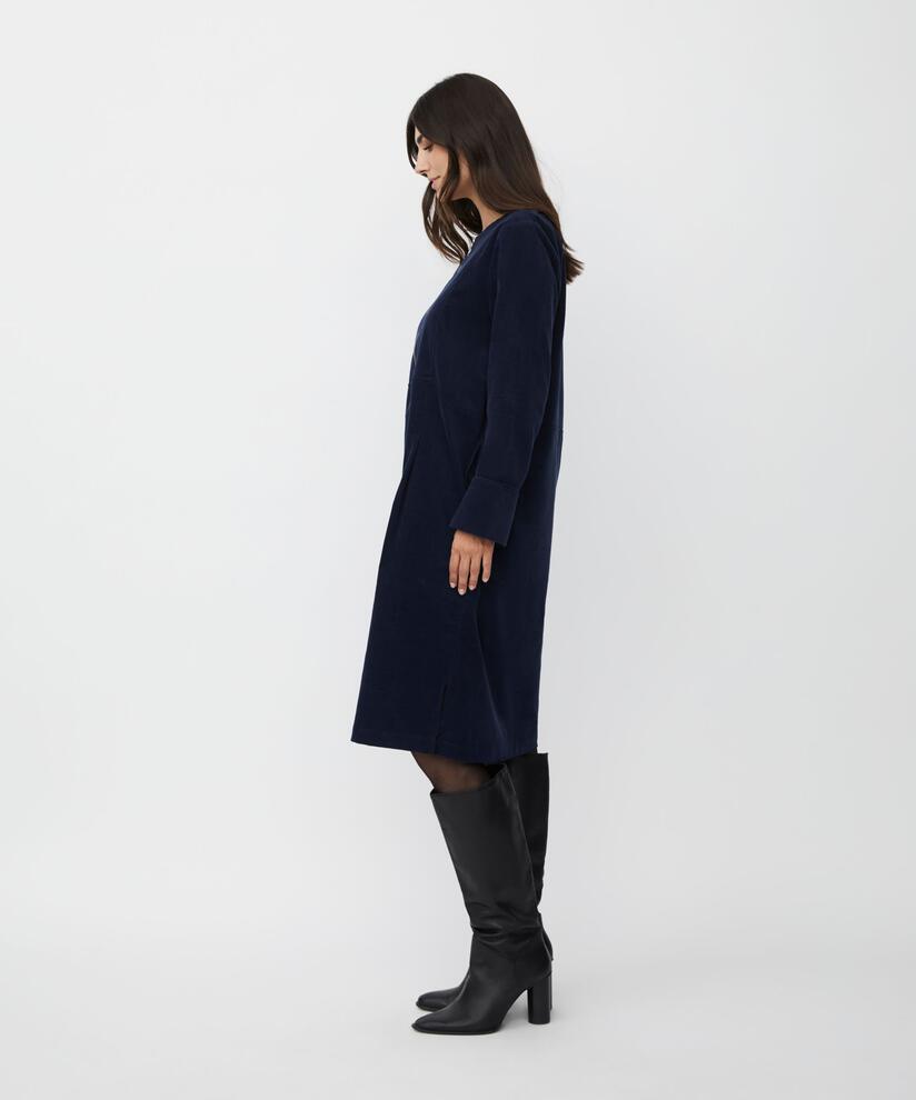 robe en velours avec fermeture éclair au col, Navy Blazer