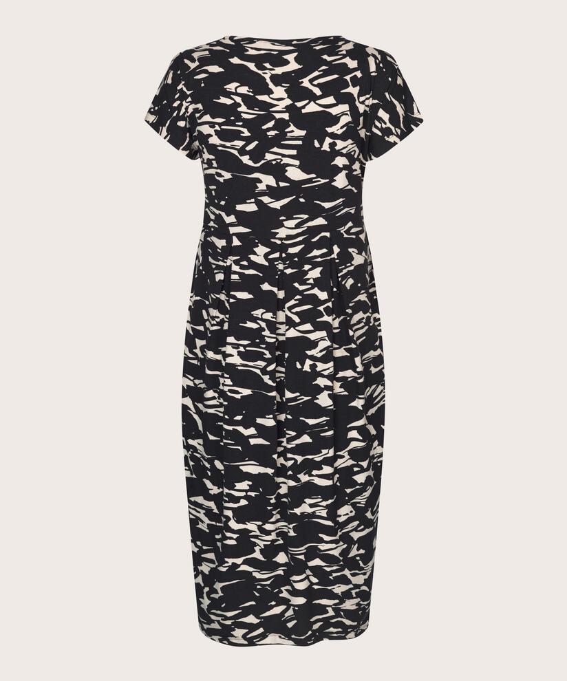 robe tulipe imprimée avec poches fendues, Black