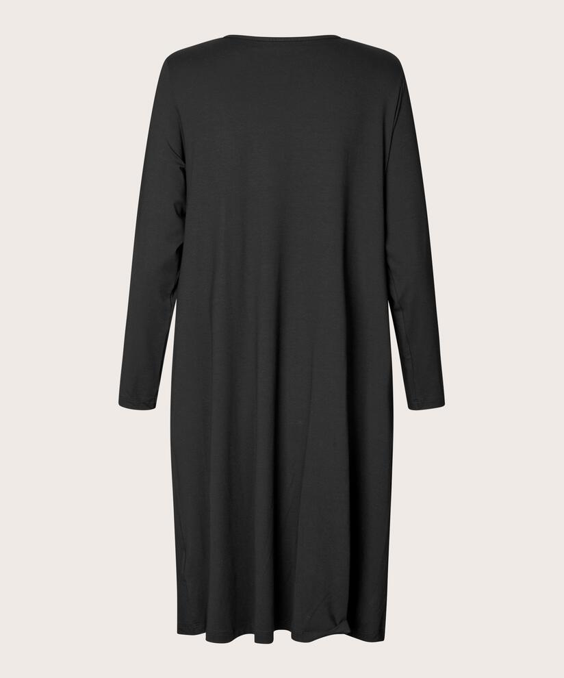 robe en jersey avec plis sur le devant et poches fendues, Black