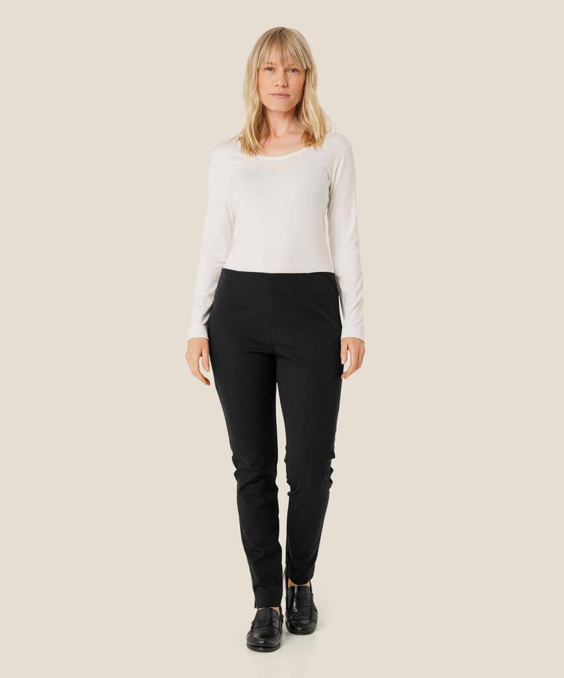 pantalon près du corps en coton stretch et taille élastique, Black