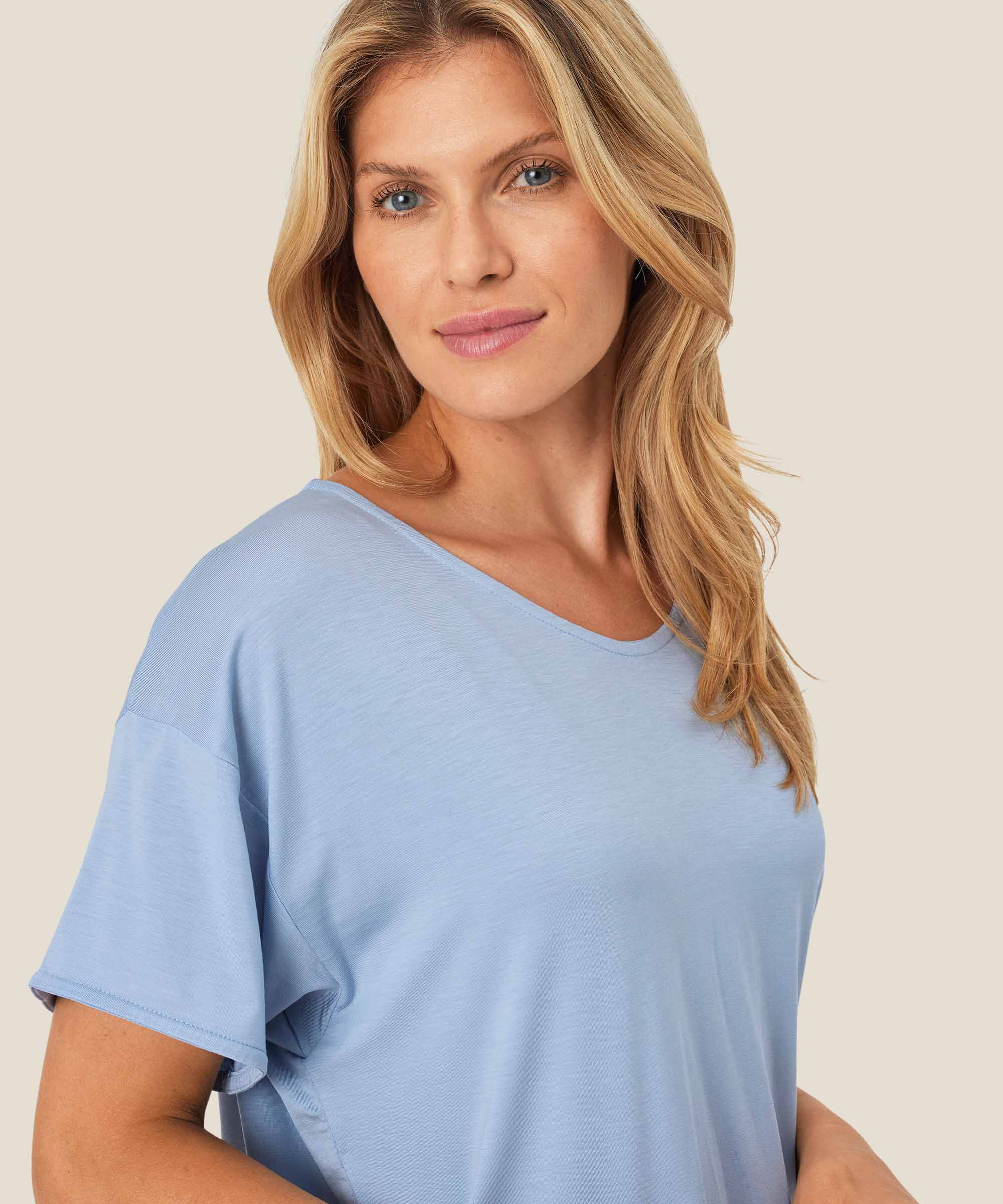 t-shirt fin en lyocell, Blue Fog