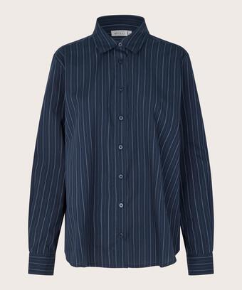 chemise en coton à rayures fines avec dos plus long, Navy Blazer