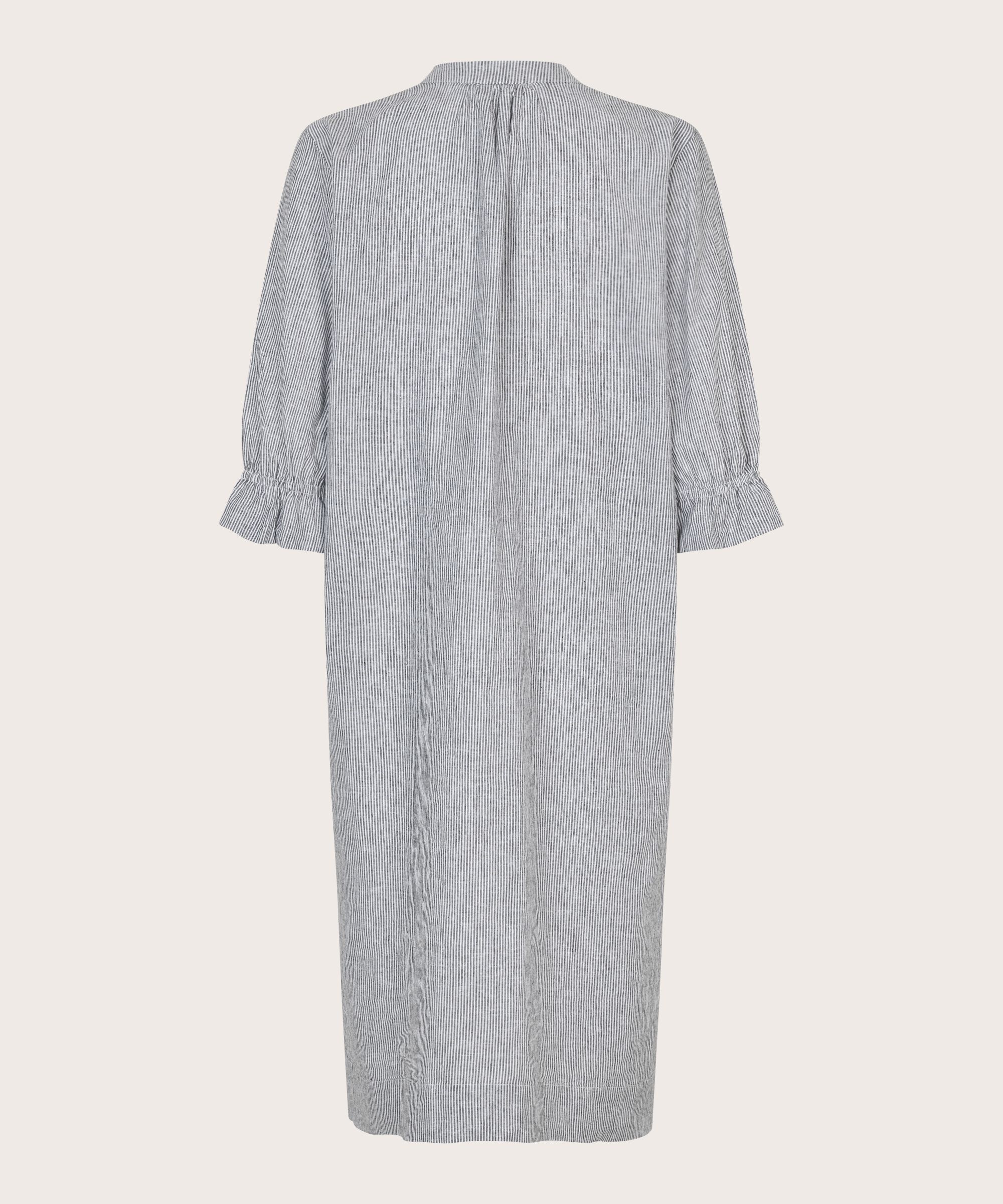 robe rayée en lin mélangé avec lien au cou, Black