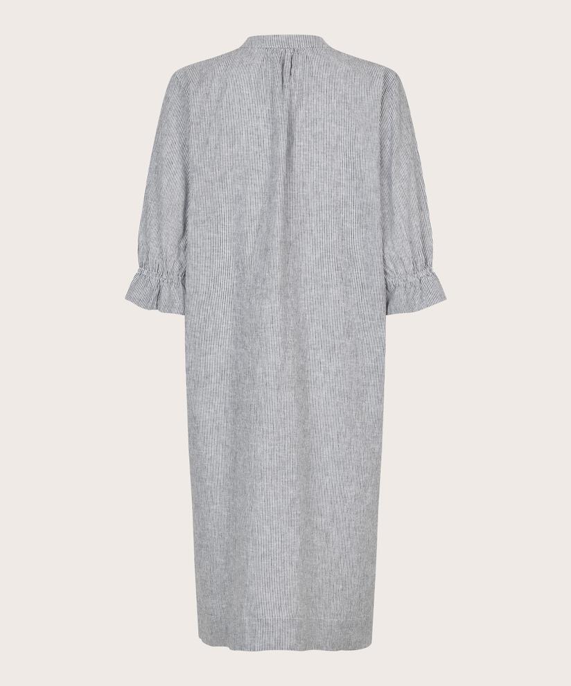 robe rayée en lin mélangé avec lien au cou, Black