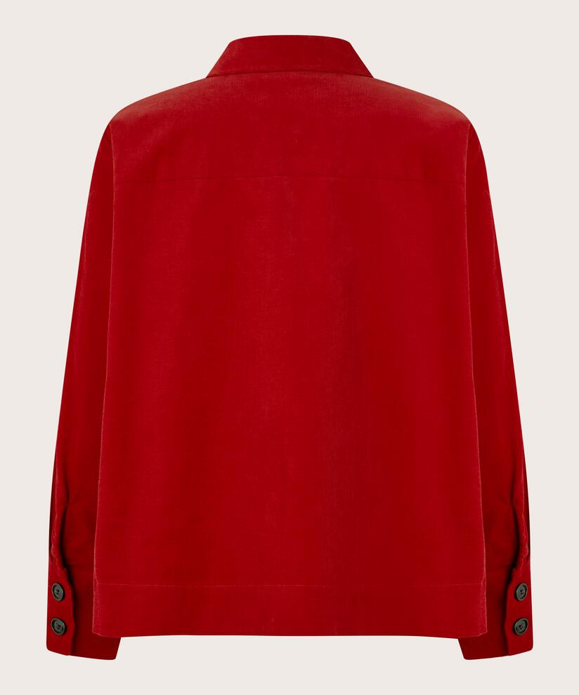 veste chemise en velours avec col, Red Dahlia