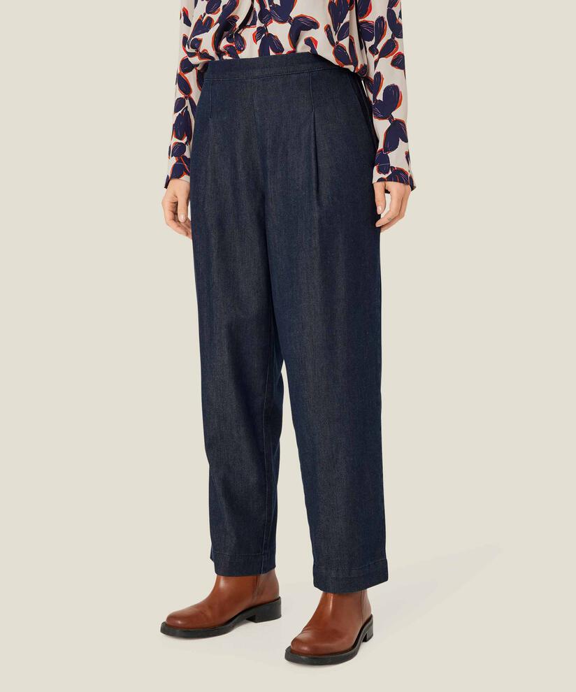 pantalon en jean avec taille élastique et poches fendues, Dark Denim