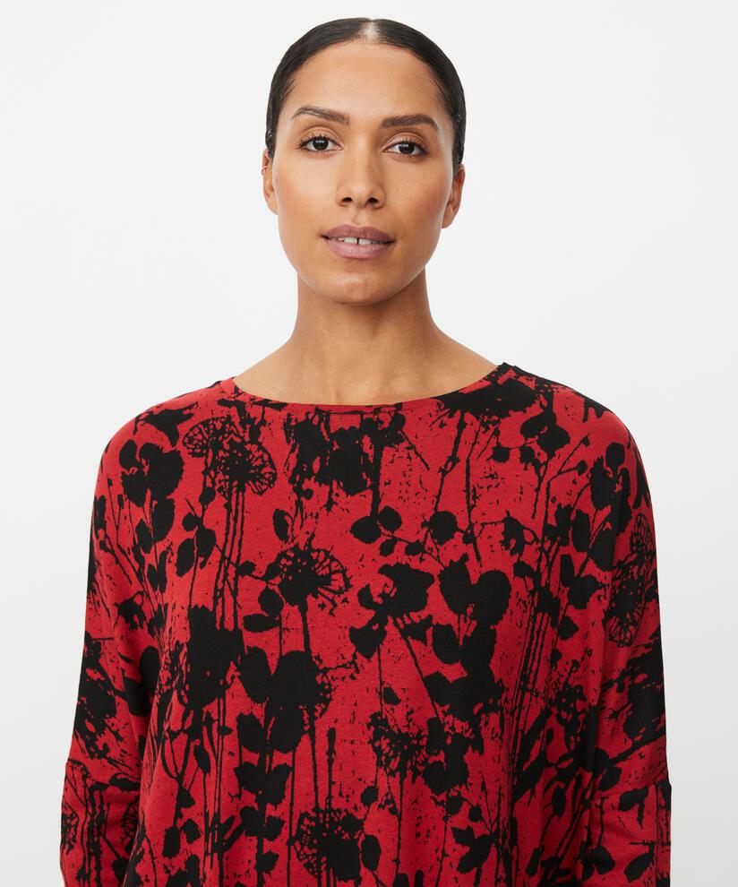 Top fleuri oversize à manches étroites, Scarlet Sage