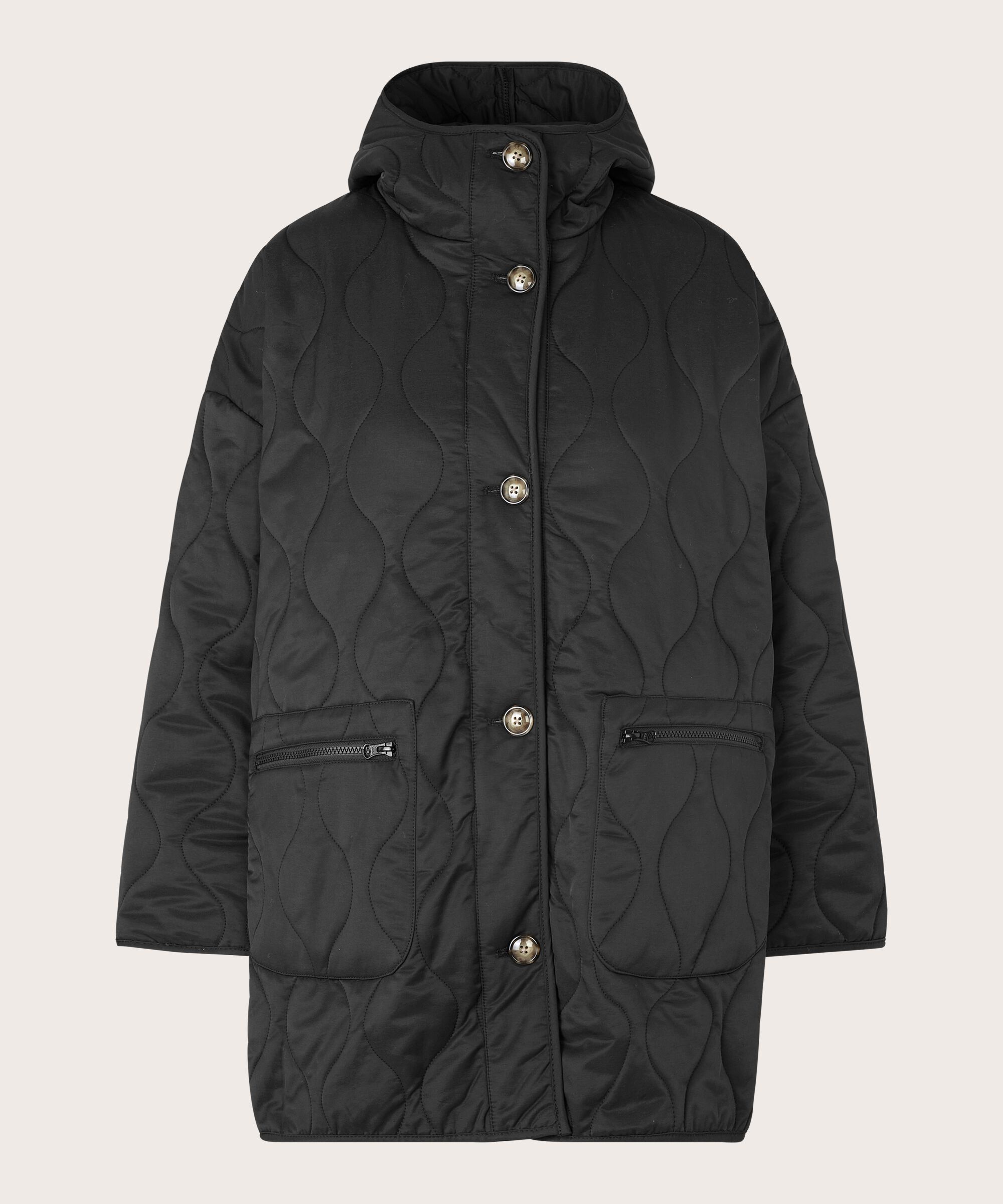 manteau matelassé à capuche, Black