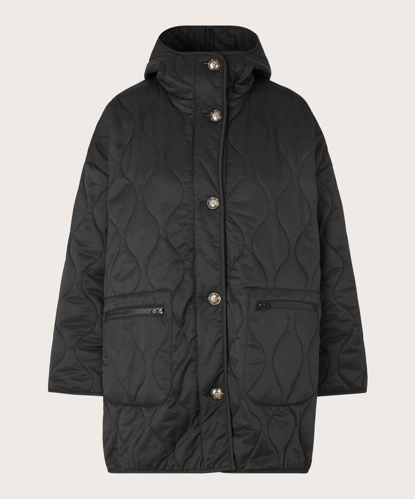 manteau matelassé à capuche, Black