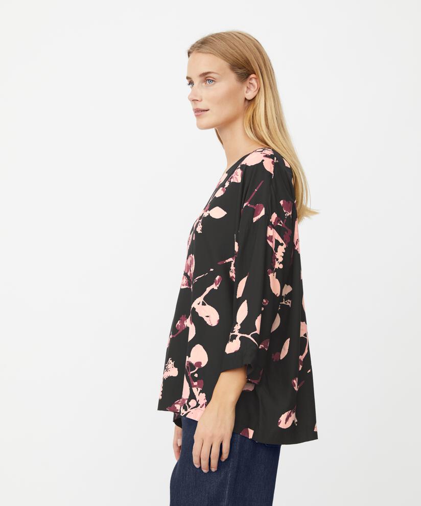 blouse en viscose imprimé à manches 3/4, Tawny Port