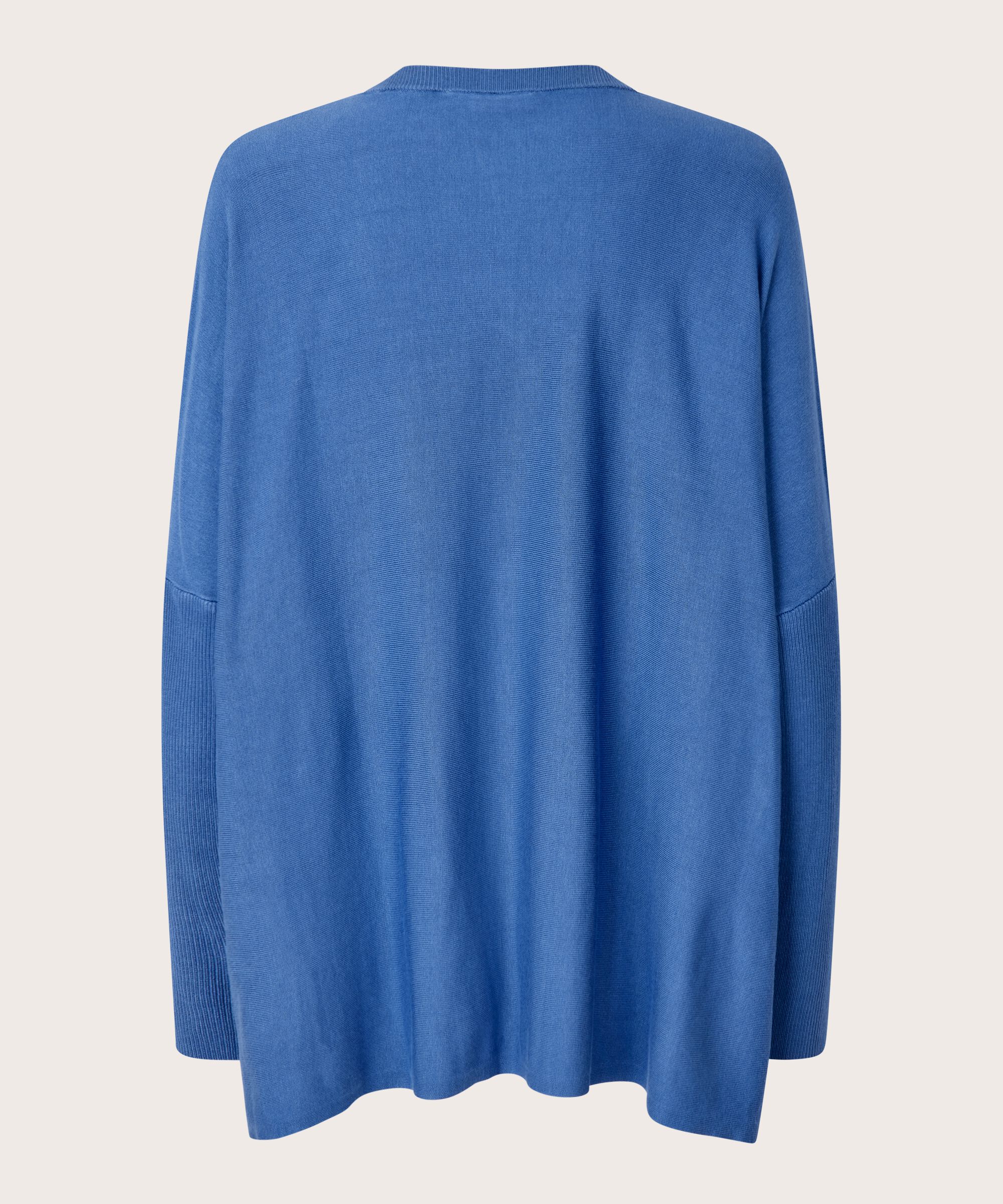 Pull En Maille Avec Col En V Et Manches Étroites, Federal Blue