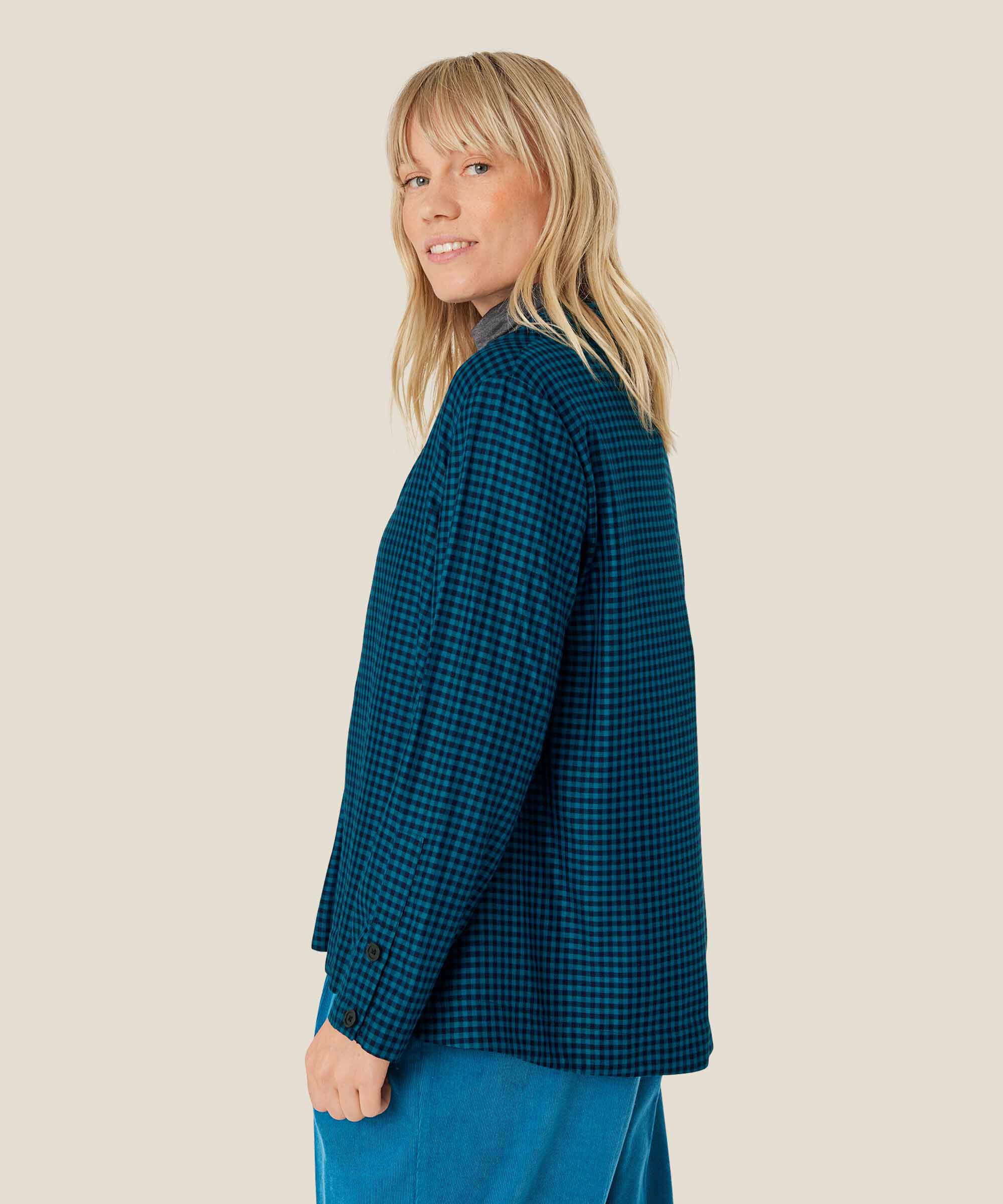 Blouse en viscose à carreaux avec bouton, Celestial