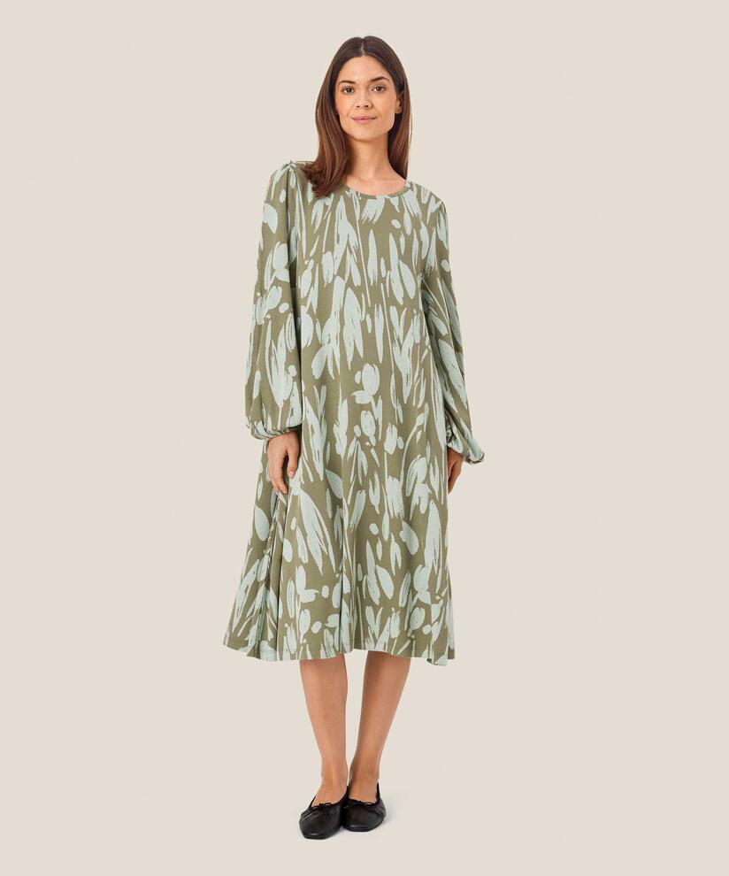 robe en jersey à fleurs à col rond, Frosty Green