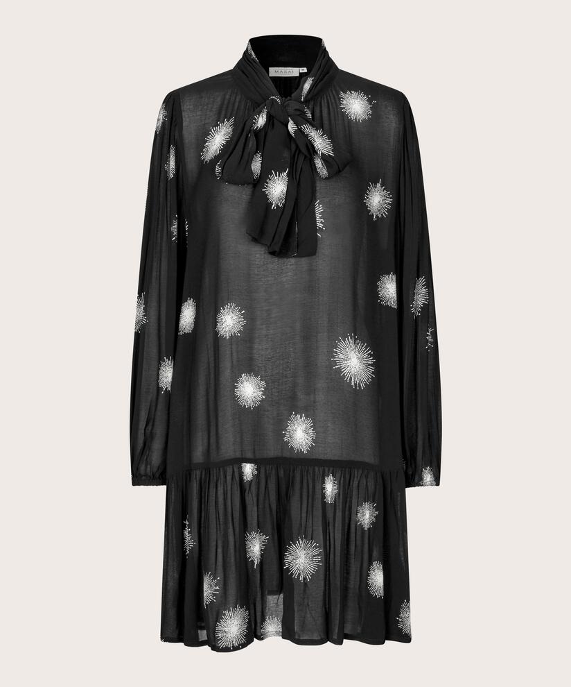 tunique transparente avec liens au cou, Black