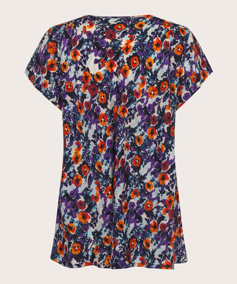 Top En Viscose Imprimé À Col V, Meadow Violet