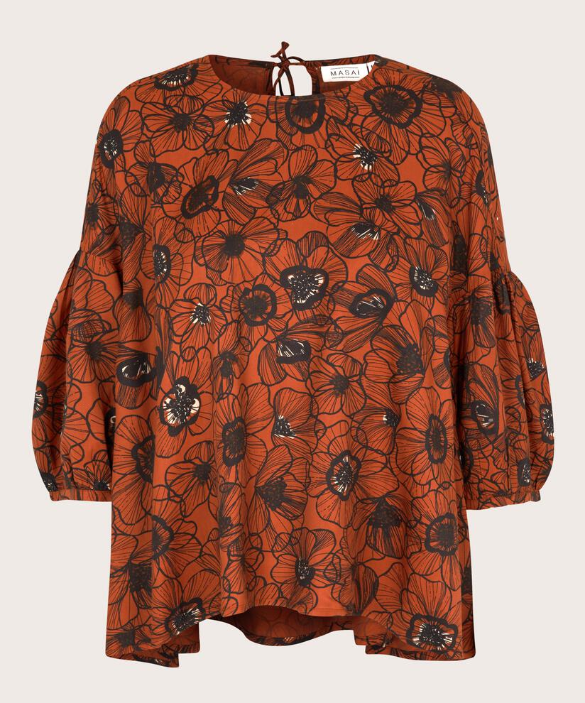 blouse en viscose fleurie avec liens au dos, Picante