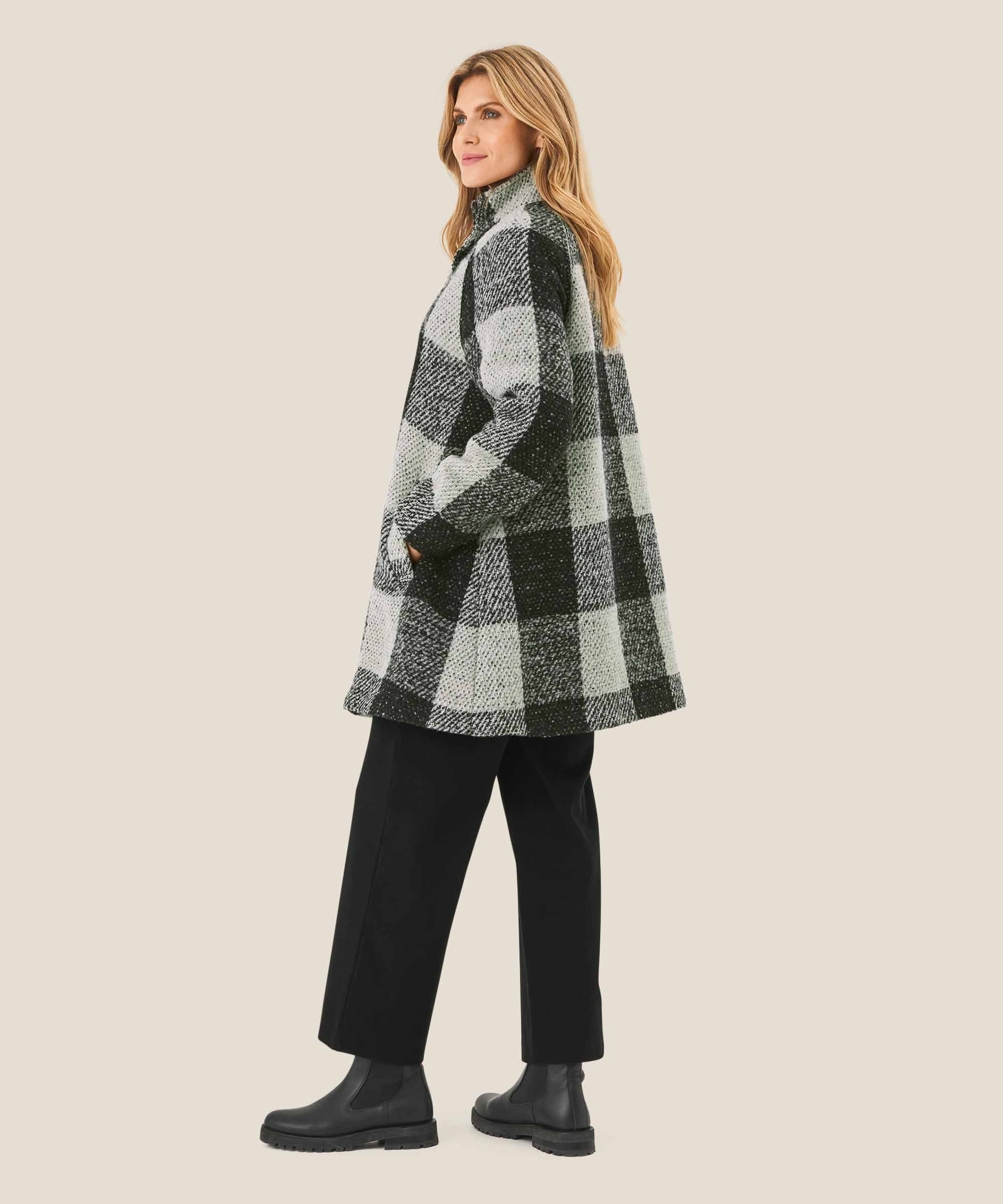 manteau en laine mélangée, Black