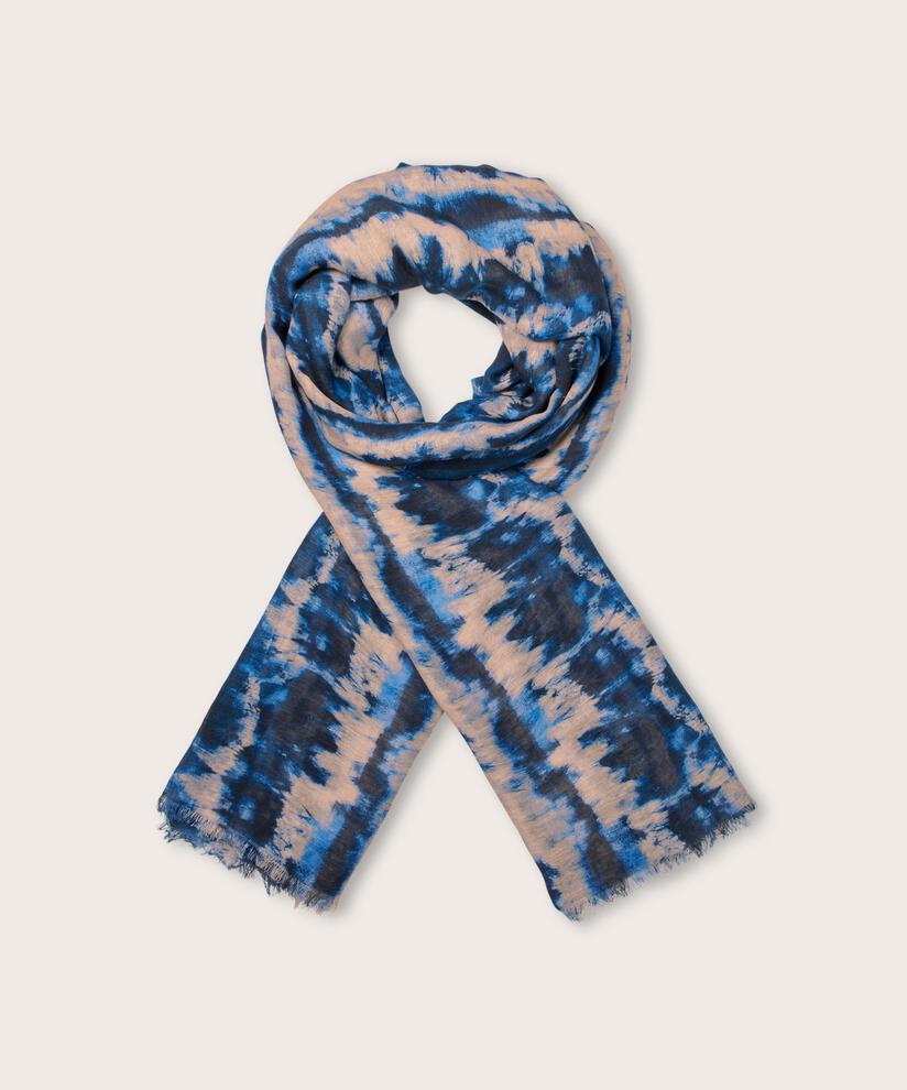 écharpe à motif batik en mélange de coton, Navy Peony