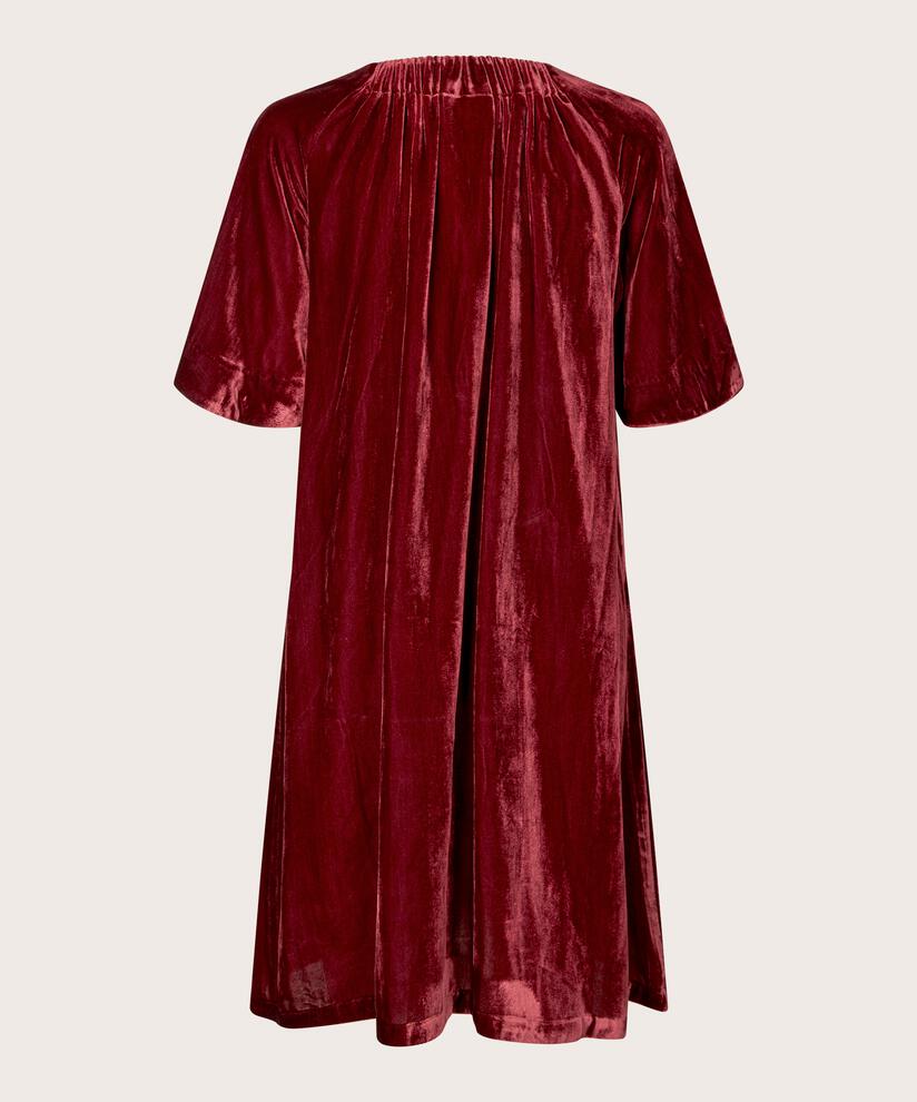 robe en velours à manches courtes et col en V, Tawny Port