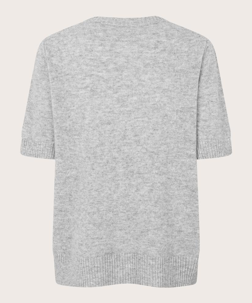 pull tricoté à manches courtes en laine, L. Grey mel.