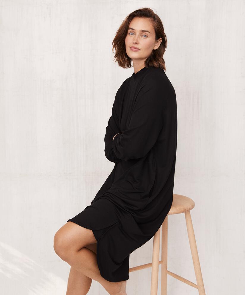 robe casual en jersey à col rond, Black