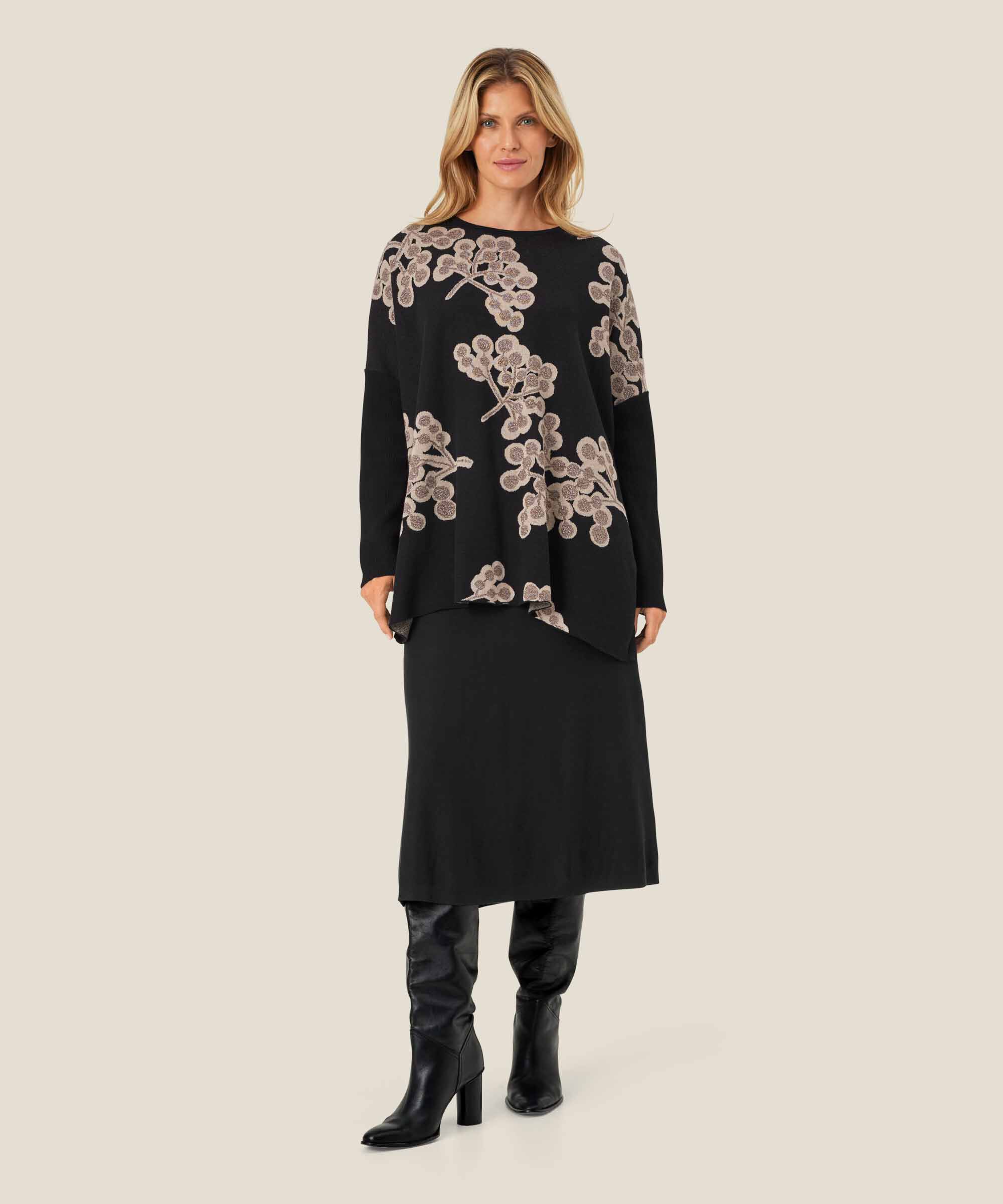 pull en coton à motif floral, Black