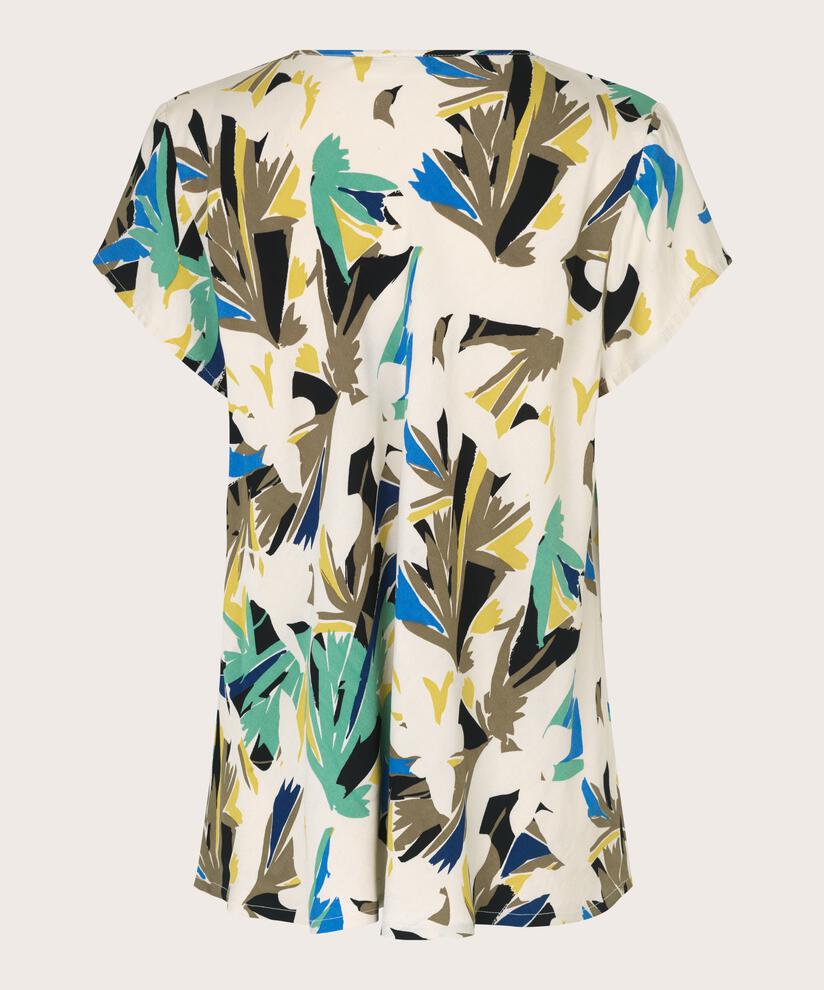 top en viscose imprimé à col v, Dusky Green