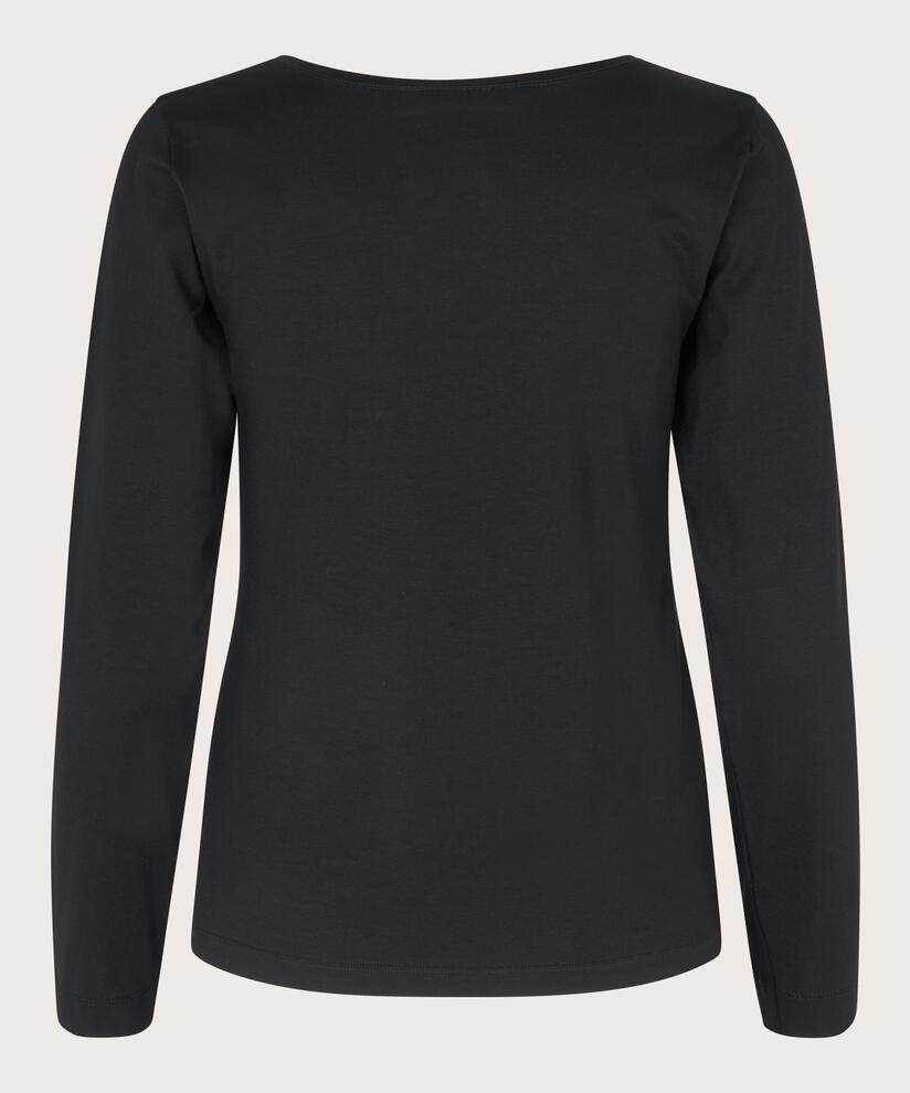 Top En Jersey Doux À Manches Longues, Black