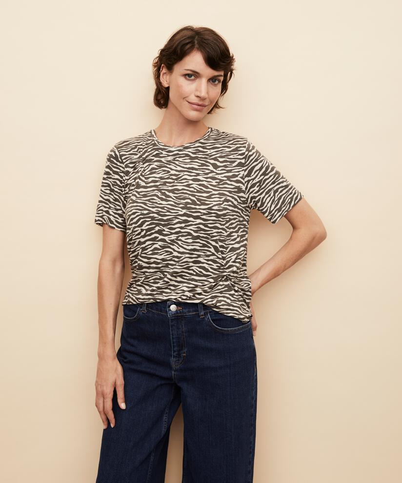 T-shirt imprimé avec détails de nœuds, Raven