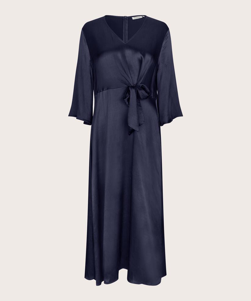 robe en viscose brillante avec détail nœud, Navy Blazer
