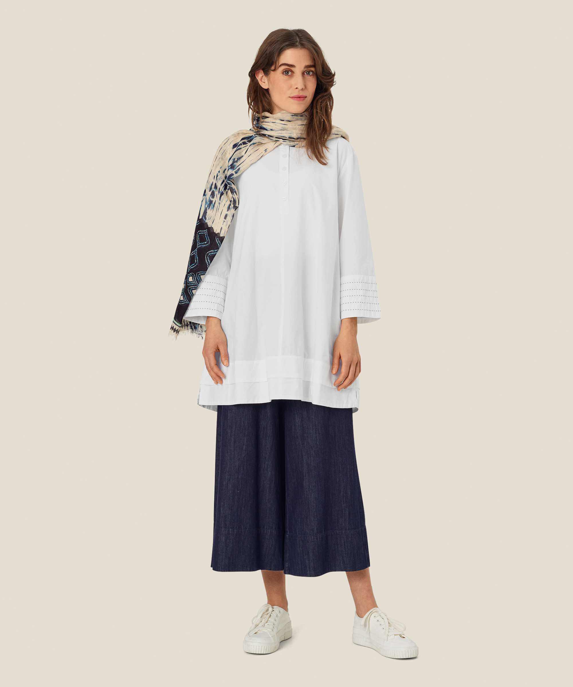 écharpe en mélange de lin à motifs, Mood Indigo