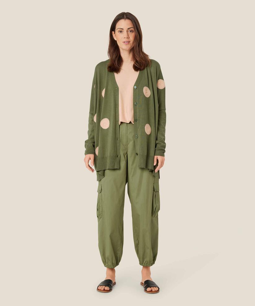 cardigan en maille fine à pois tissés, Loden Green