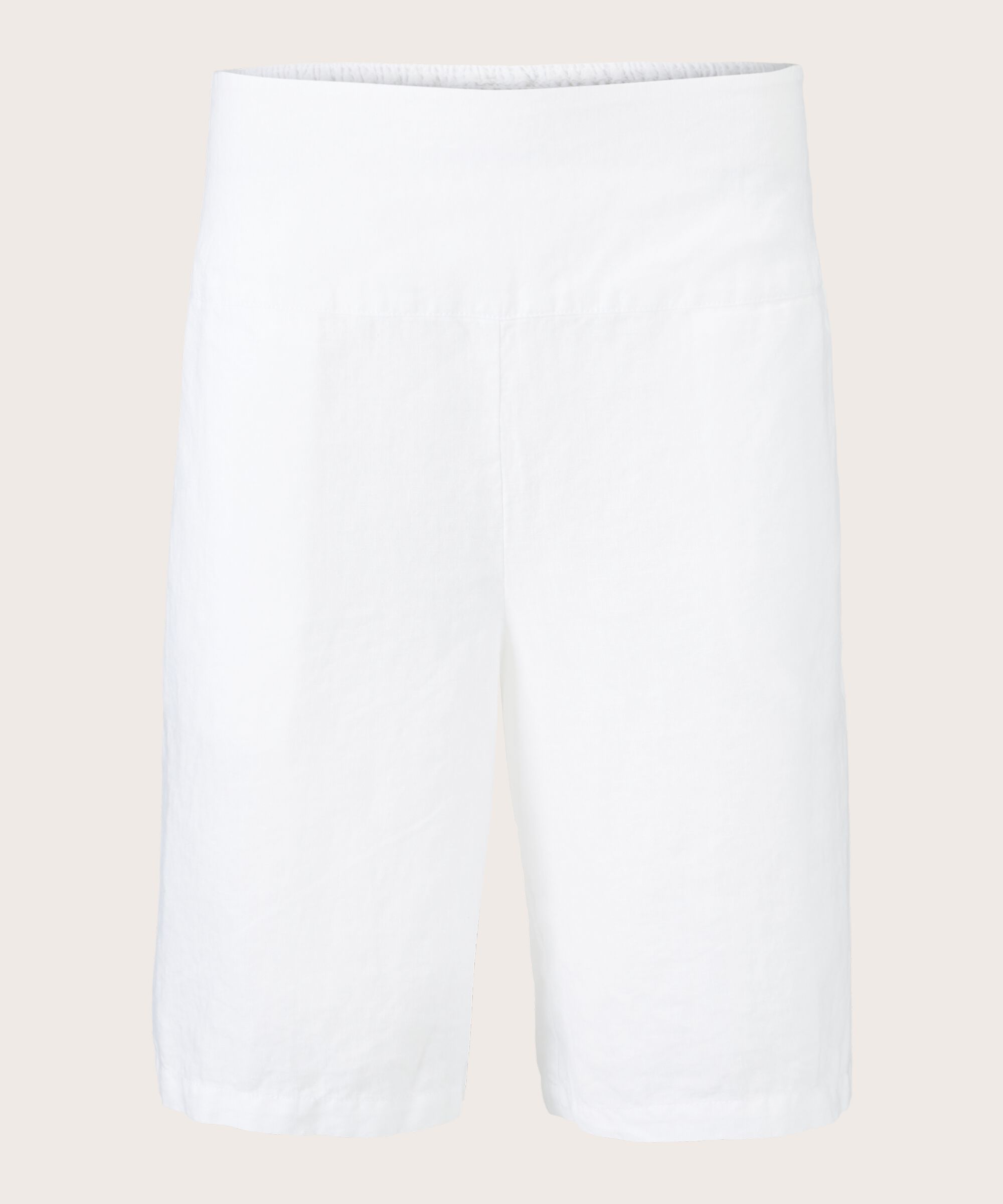 Short En Lin Avec Élastique Smocké Au Dos, White