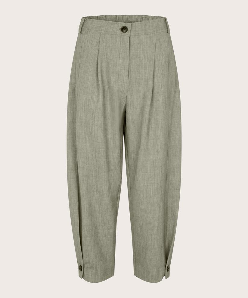 Pantalon Tissé Avec Stretch Et Bouton Sur La Jambe, Vetiver